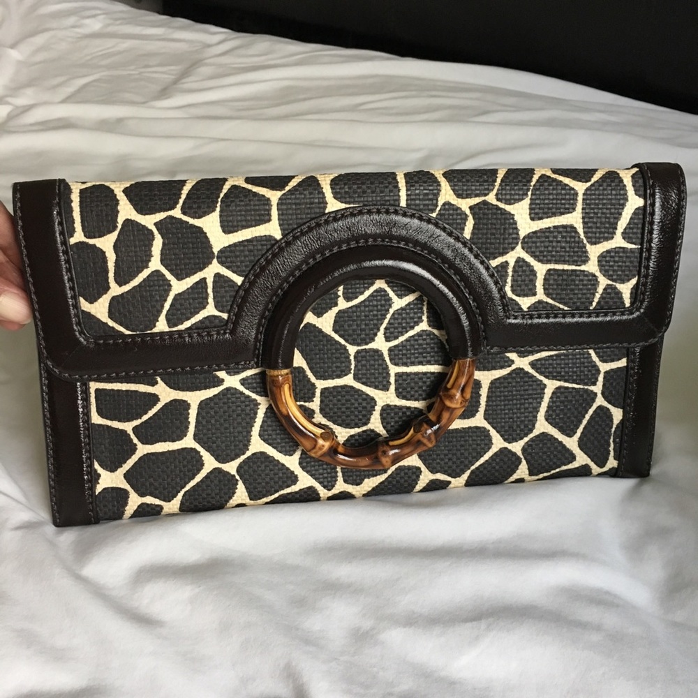 Banana Republic camel print leather clutch